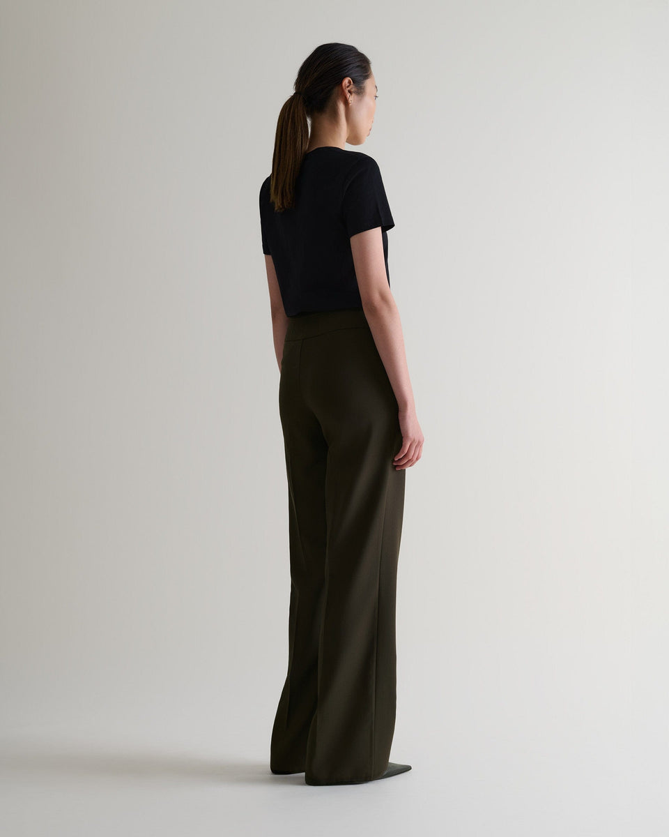 Women's Tropical Wool Wide Leg Trouser - Herb-[colour]-[size]-Rise &amp; Fall