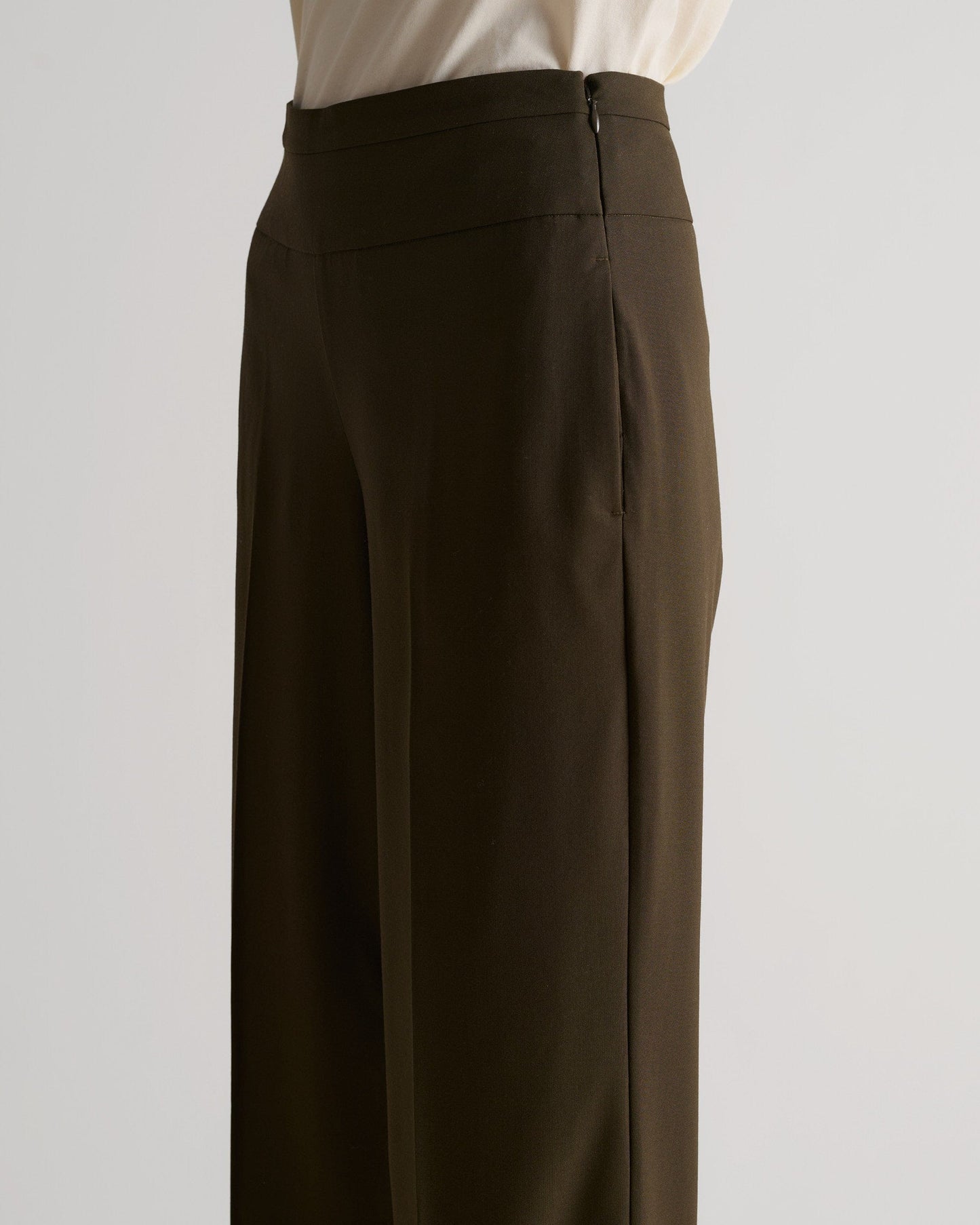 Women's Tropical Wool Wide Leg Trouser - Herb