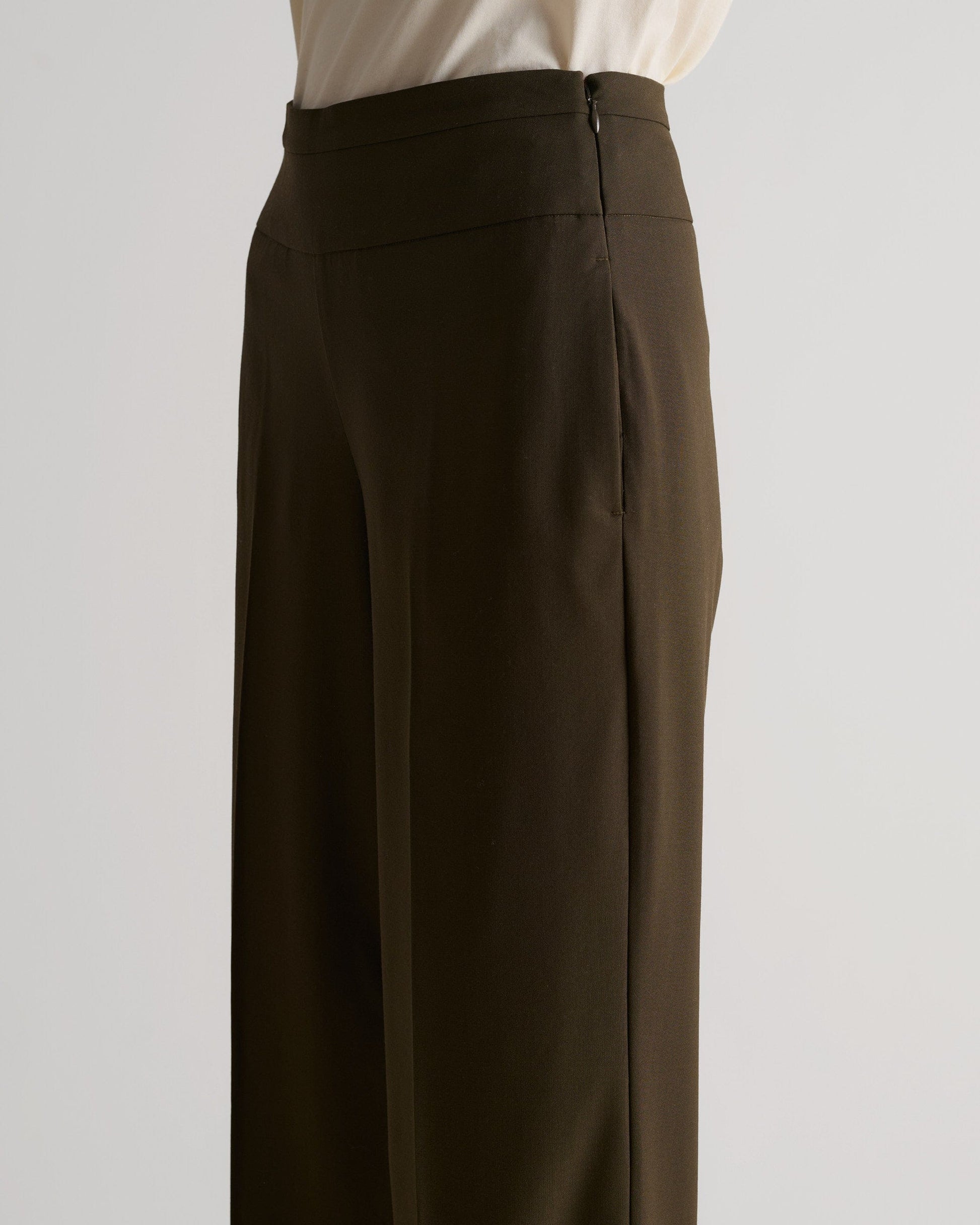Women's Tropical Wool Wide Leg Trouser - Herb