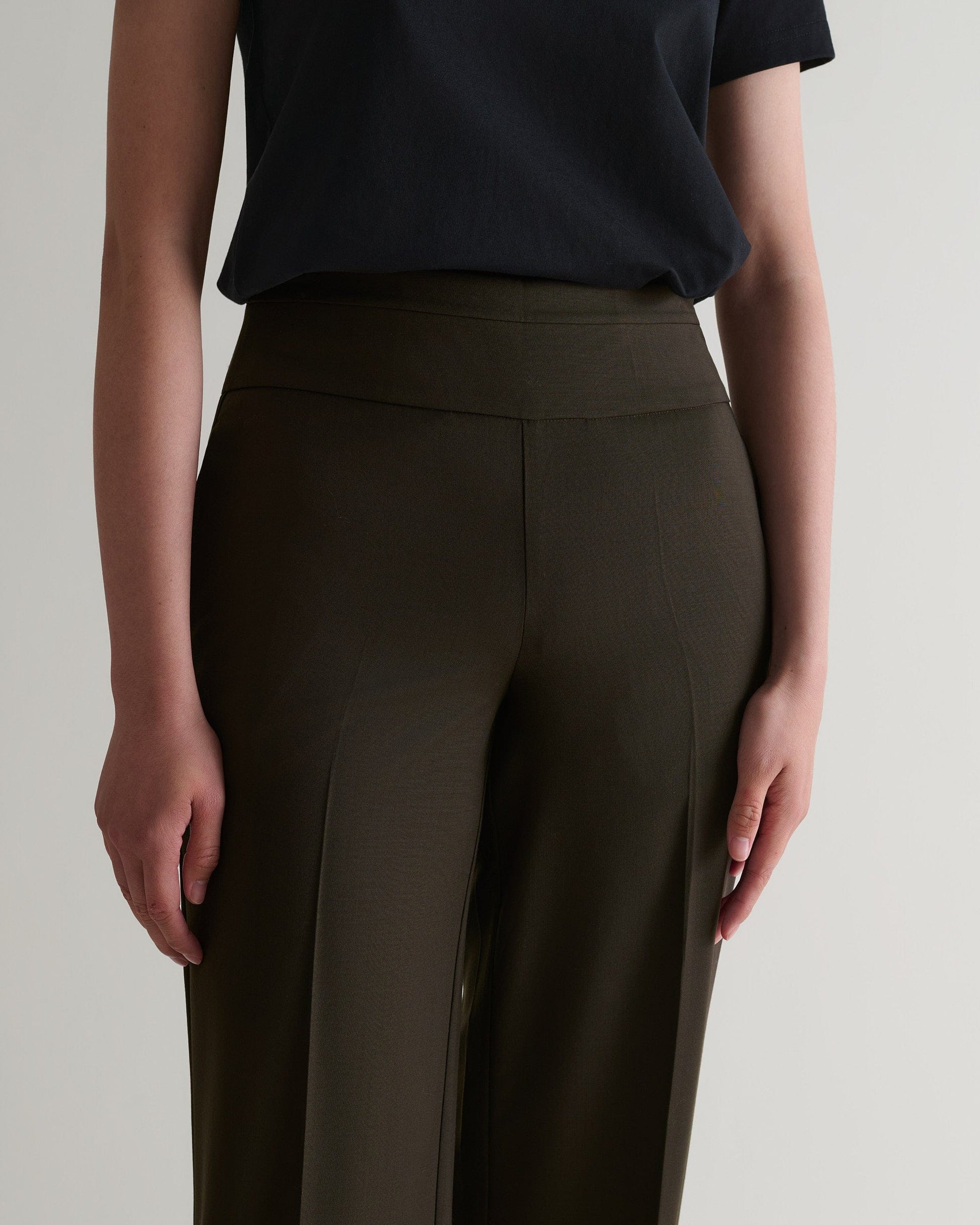 Women's Tropical Wool Wide Leg Trouser - Herb