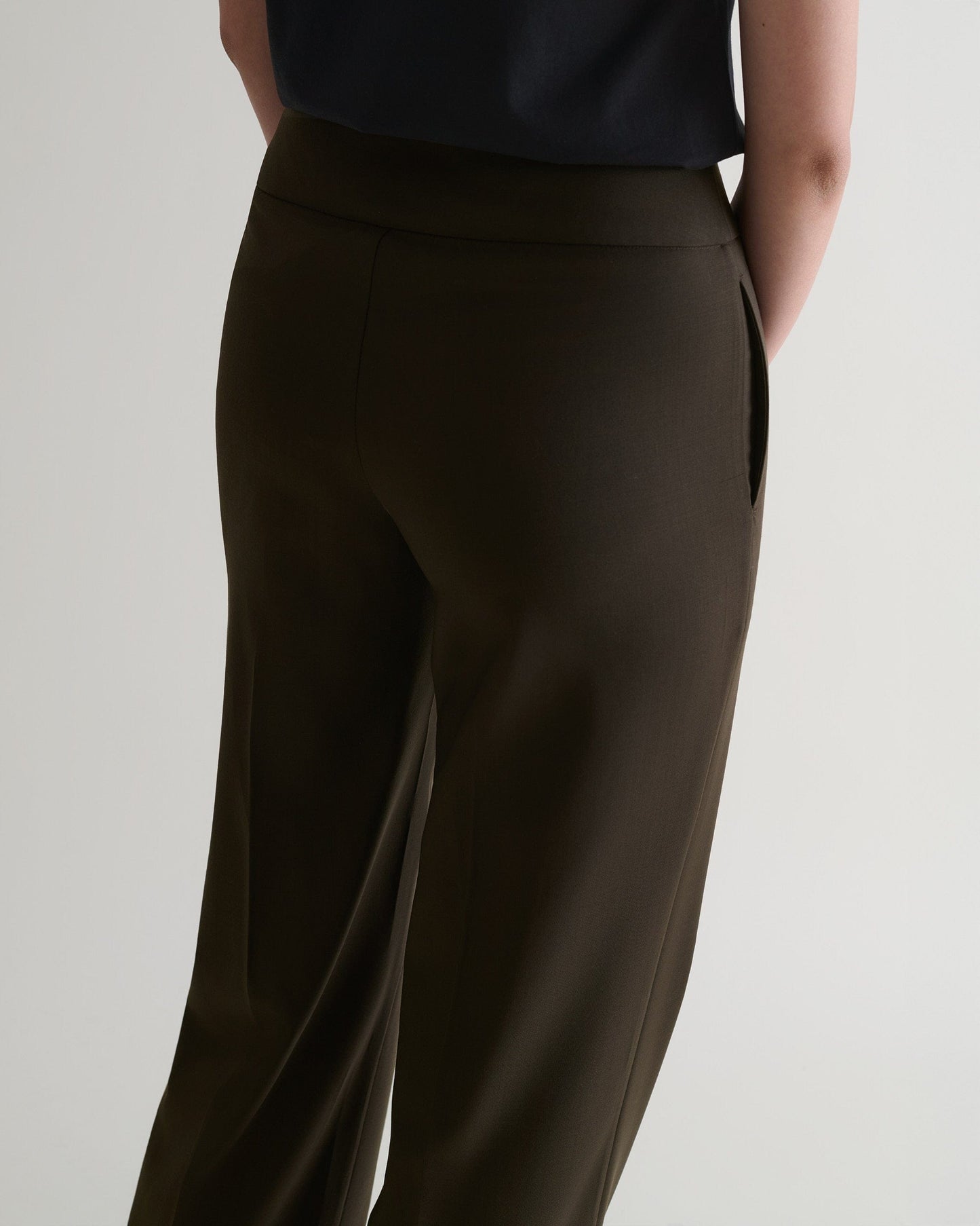 Women's Tropical Wool Wide Leg Trouser - Herb