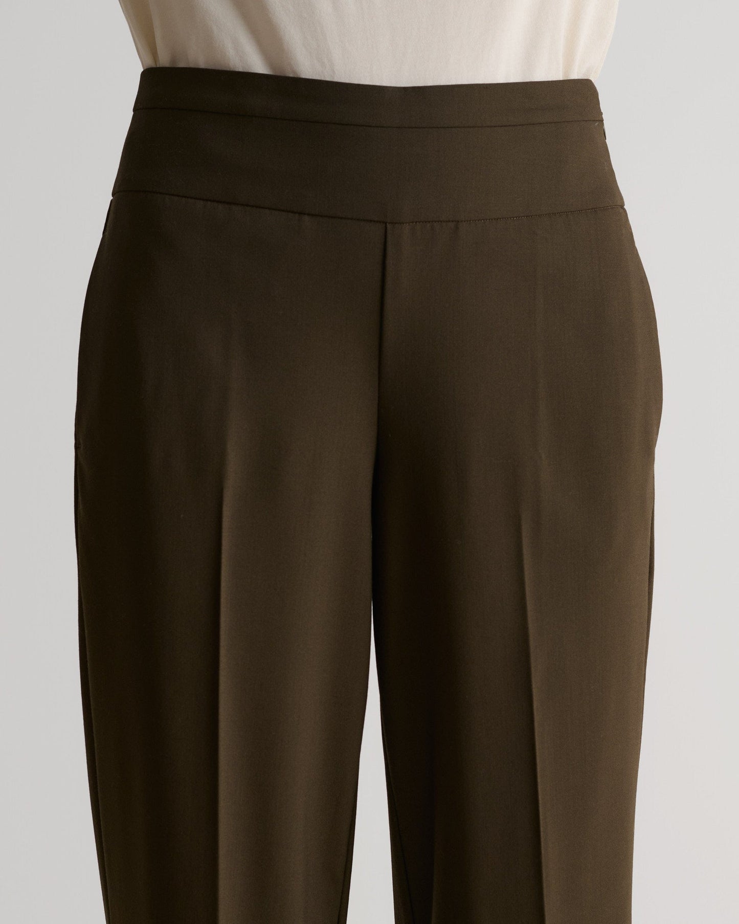 Women's Tropical Wool Wide Leg Trouser - Herb
