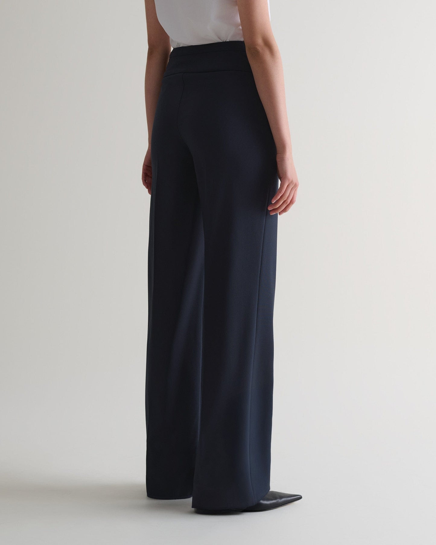 Women's Tropical Wool Wide Leg Trouser - Navy