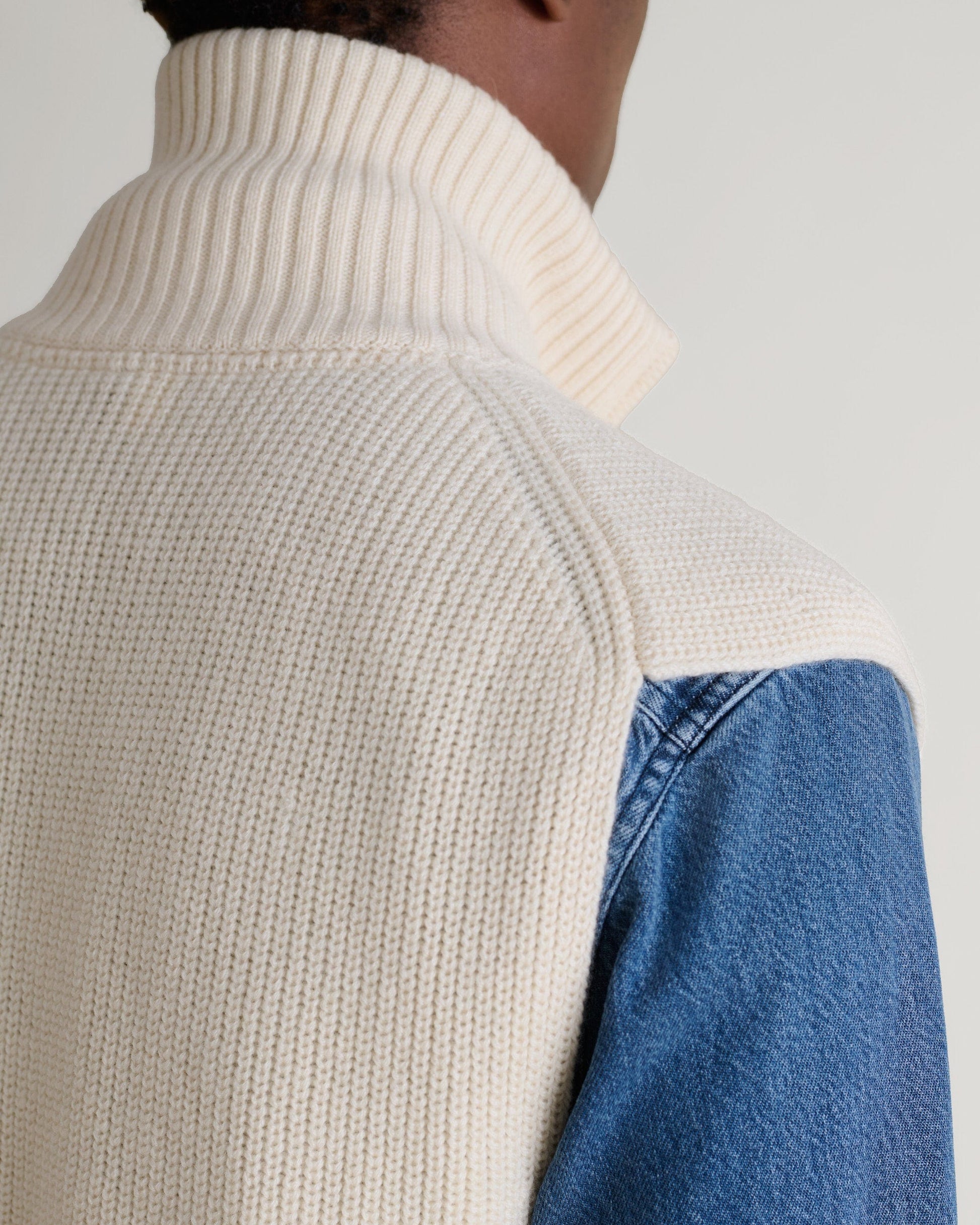 Men's Cashmere Merino Funnel Knit Vest - Parchment-[colour]-[size]-Rise &amp; Fall