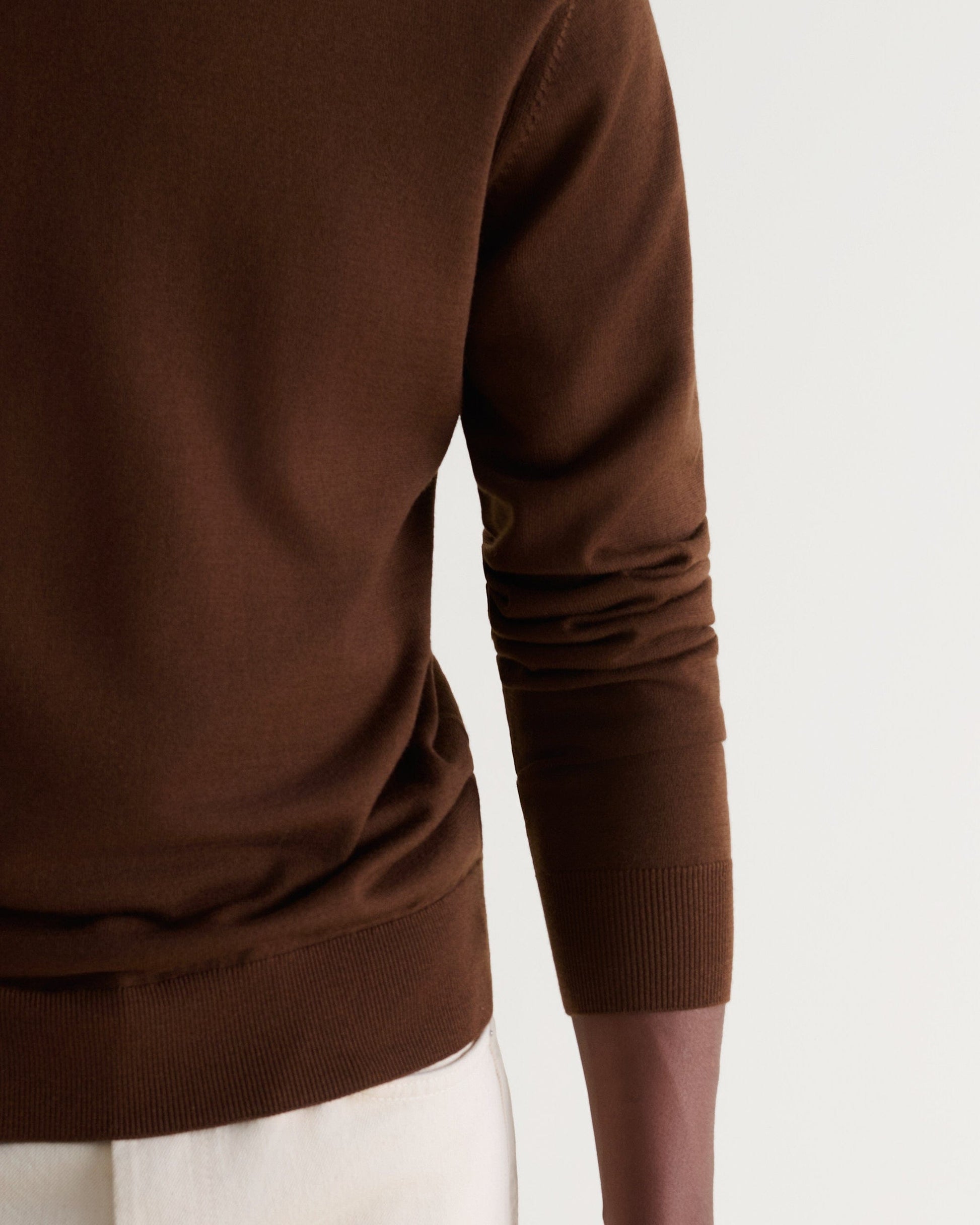 Men's Fine Merino Roll Neck Jumper - Chestnut-[colour]-[size]-Rise &amp; Fall