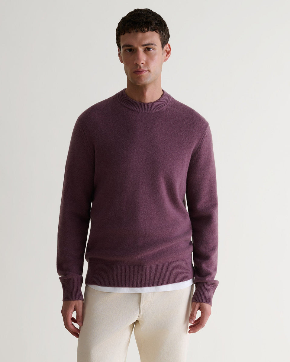 Men's Finest Cashmere Mid-Weight Crew Neck Jumper - Smoky Lilac-[colour]-[size]-Rise &amp; Fall
