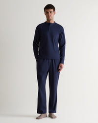Men's Organic Cotton Pyjama Top - Indigo-[colour]-[size]-Rise &amp; Fall