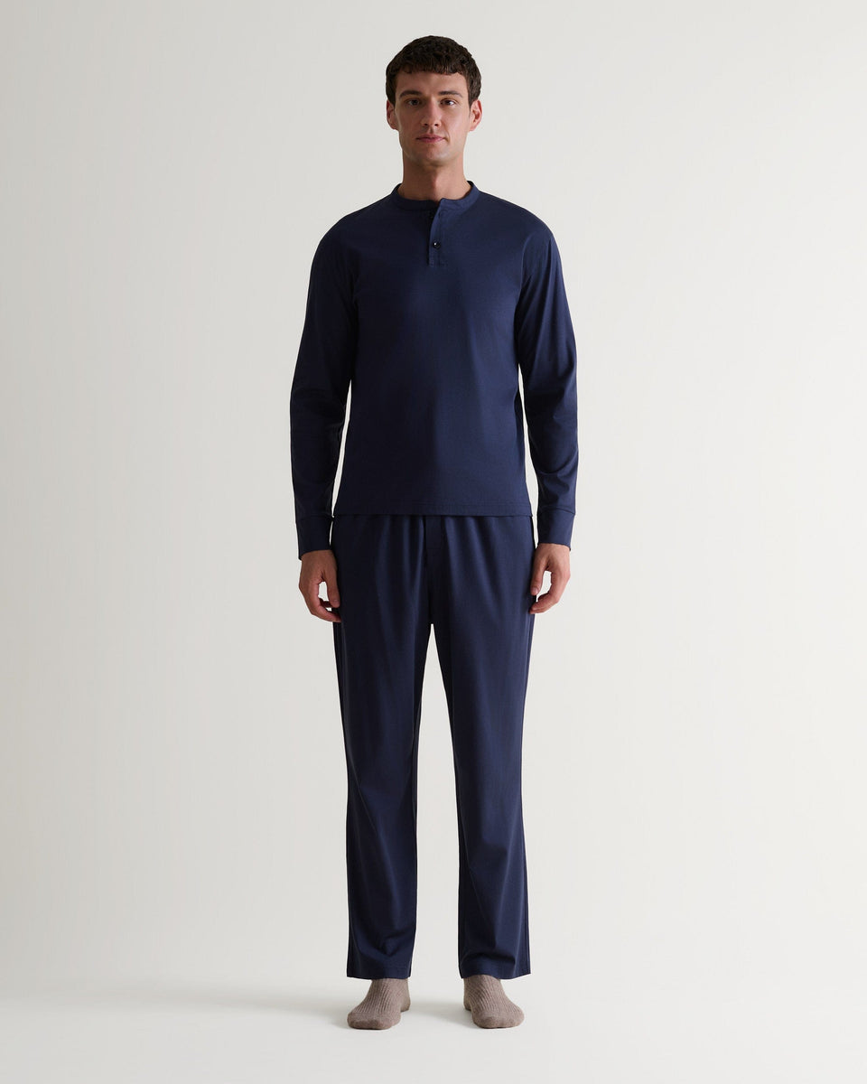 Men's Organic Cotton Pyjama Top - Indigo-[colour]-[size]-Rise &amp; Fall