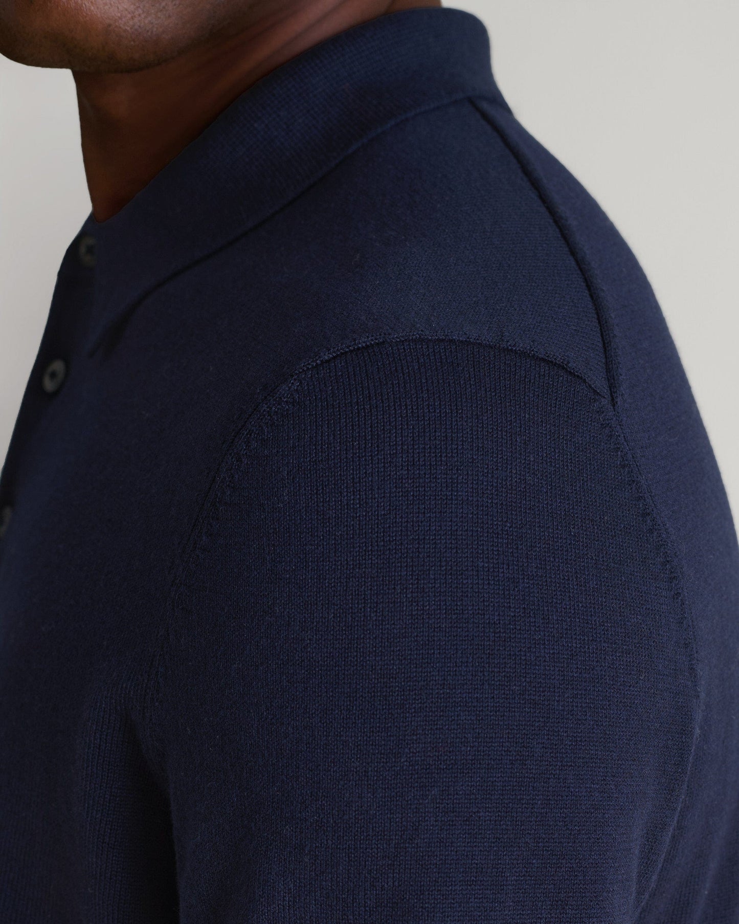 Men's Silk-Cotton Fine Knit Polo - Navy