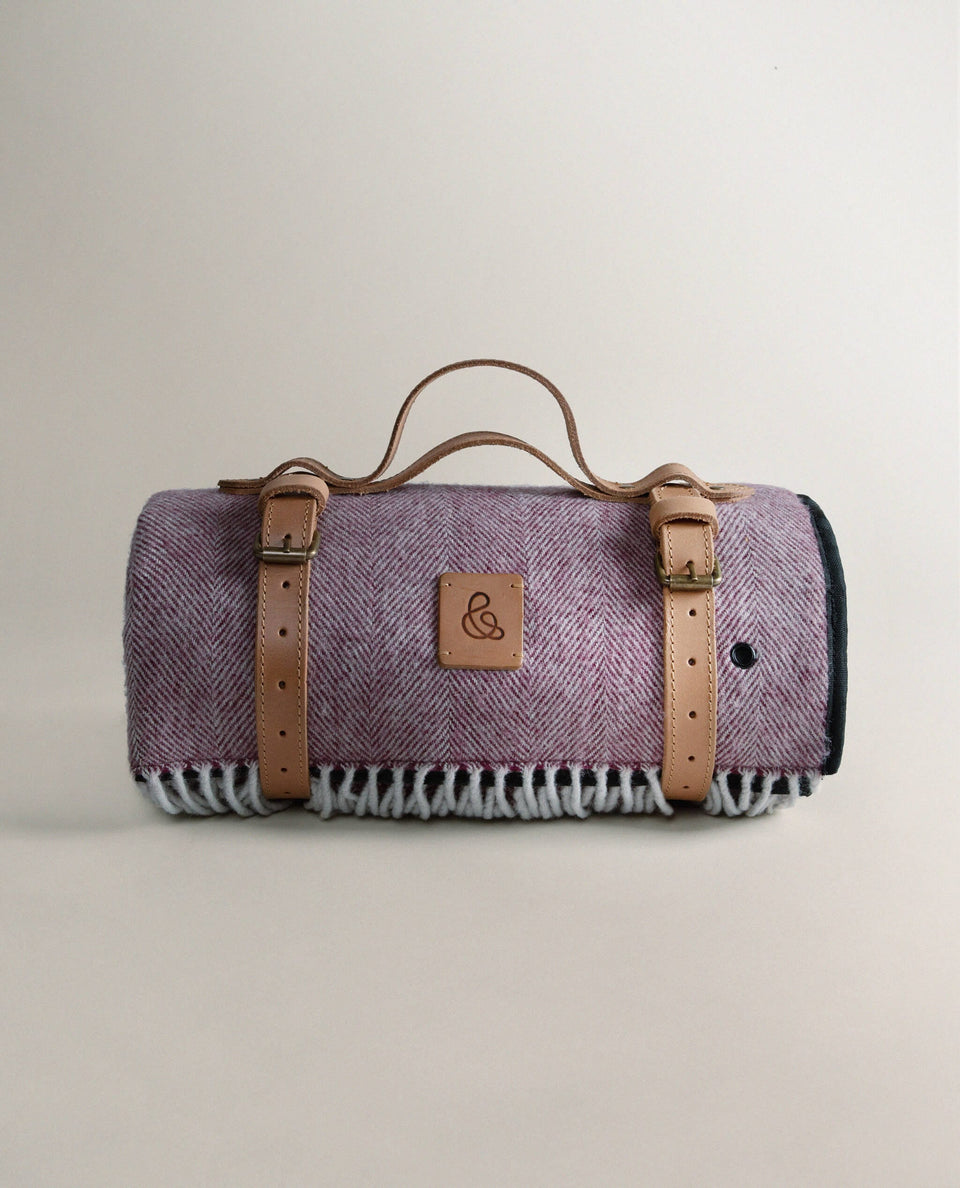 Merino Wool Waterproof Picnic Blanket - Aubergine