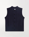 Navy - Women's Silk-Cotton Button Vest