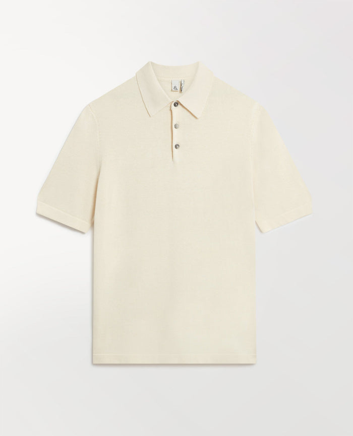 Parchment - Men's Silk-Cotton Fine Knit Polo