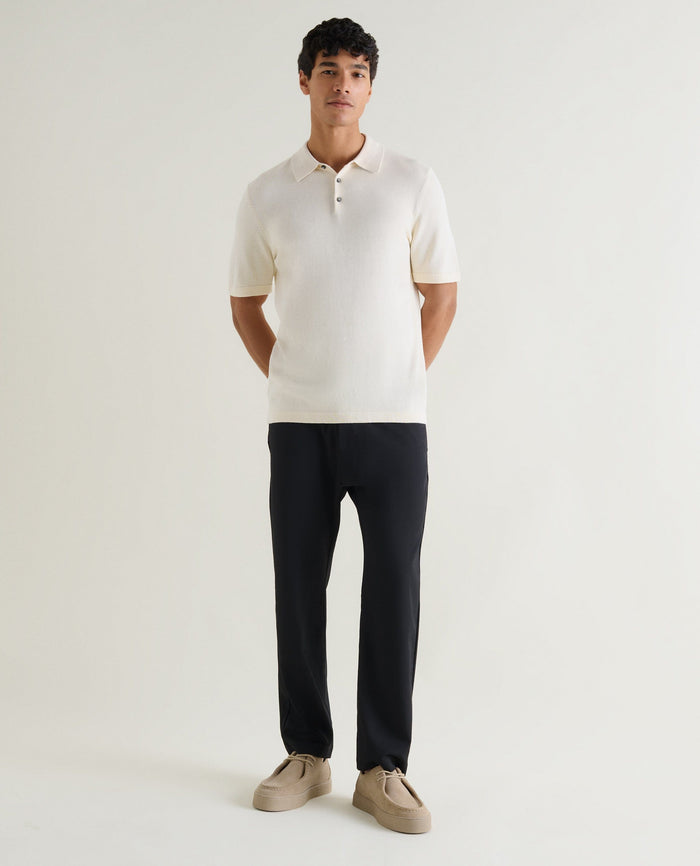 Parchment - Men's Silk-Cotton Fine Knit Polo