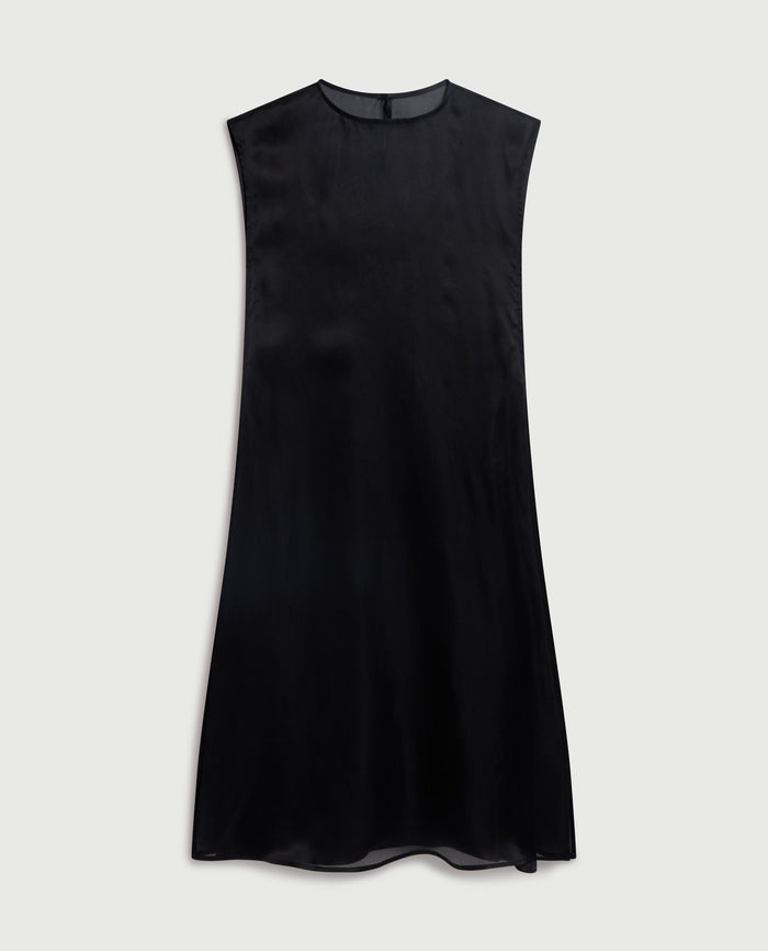 Black - Women's Silk Organza Layered Dress