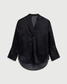 Black - Women's Silk Organza Tunic Blouse