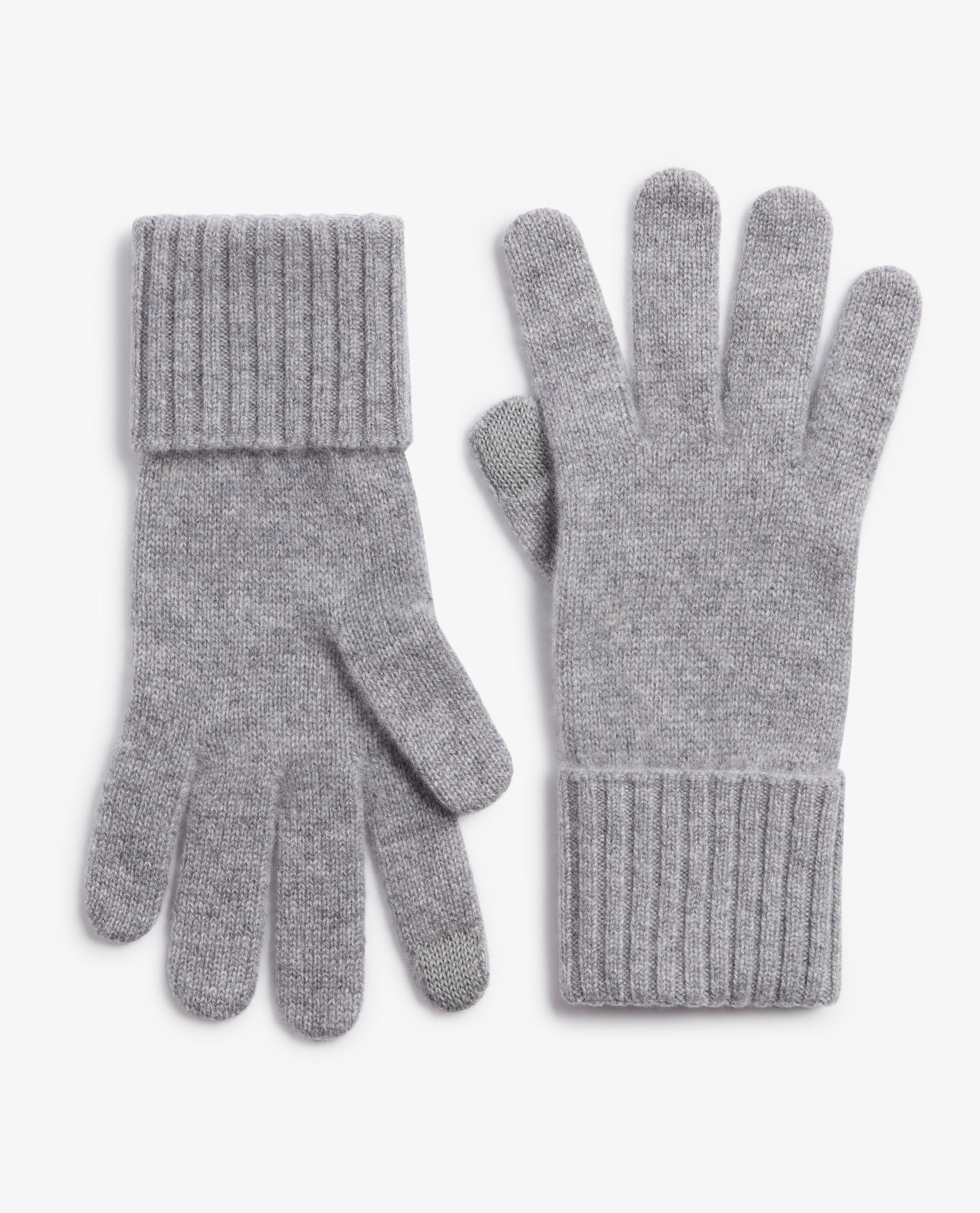 Qi Cashmere hotsell Knit Tech Fingertip Gloves One Size gray and white 100% cashmere