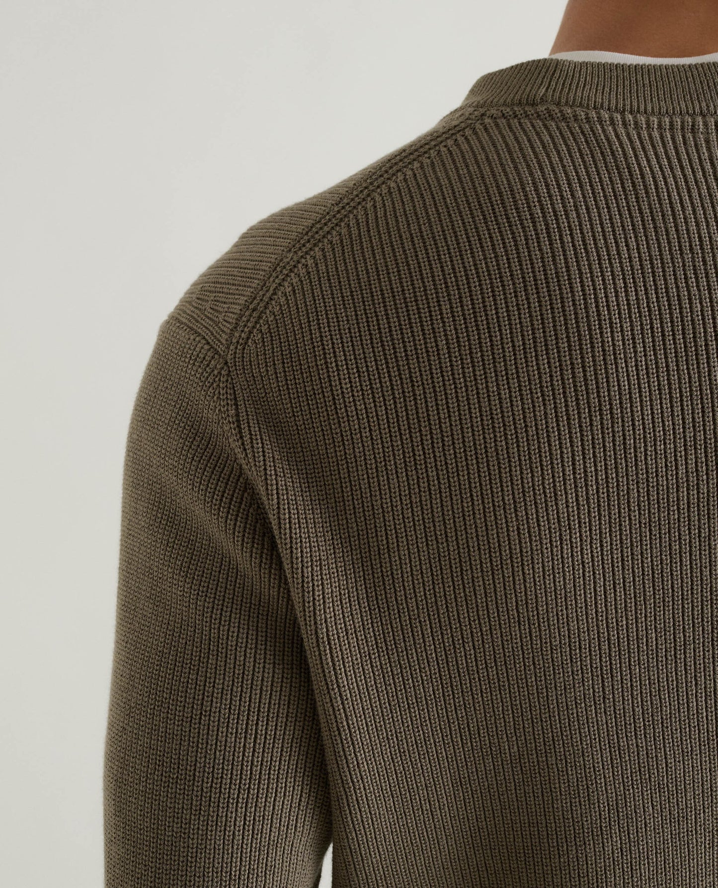 Men's Waffle Fisherman Crew Neck Jumper - Herb