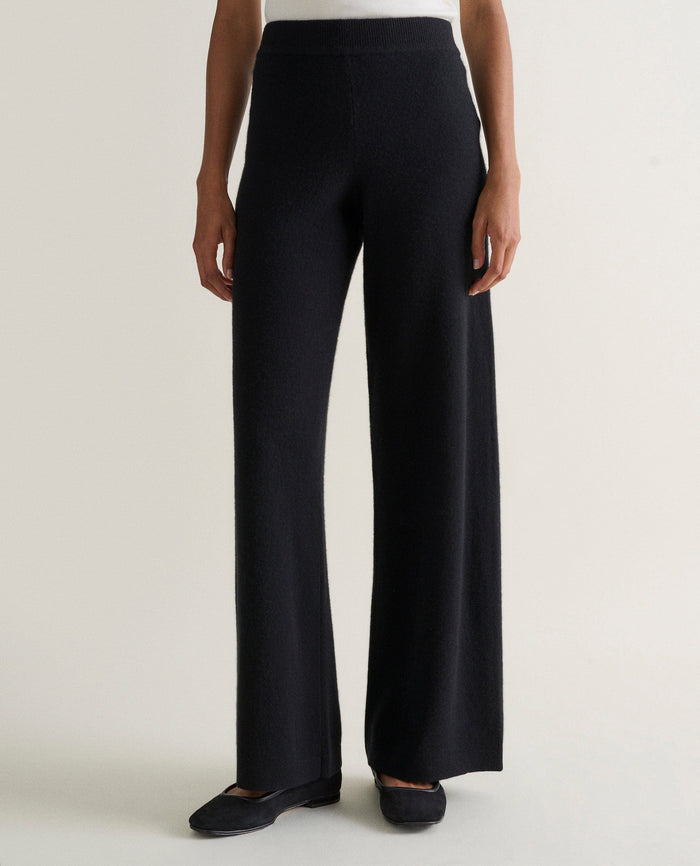 Black - Women's Finest Cashmere Wide-Leg Trousers