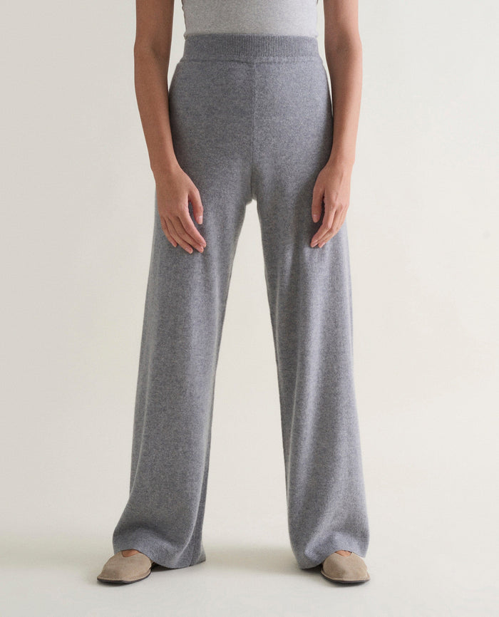 Medium Grey - Women's Finest Cashmere Wide-Leg Trousers