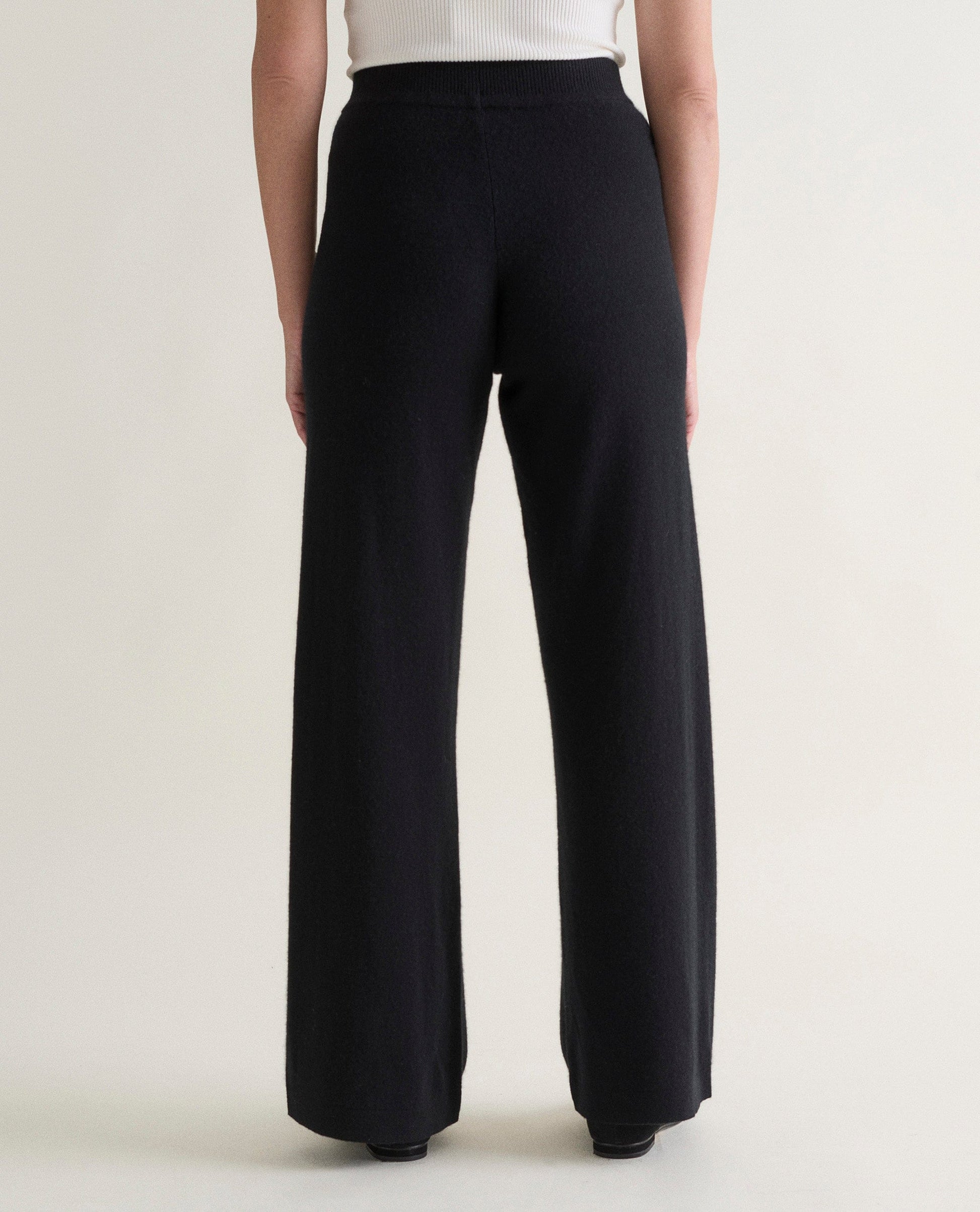 Women's Finest Cashmere Wide-Leg Trousers - Black