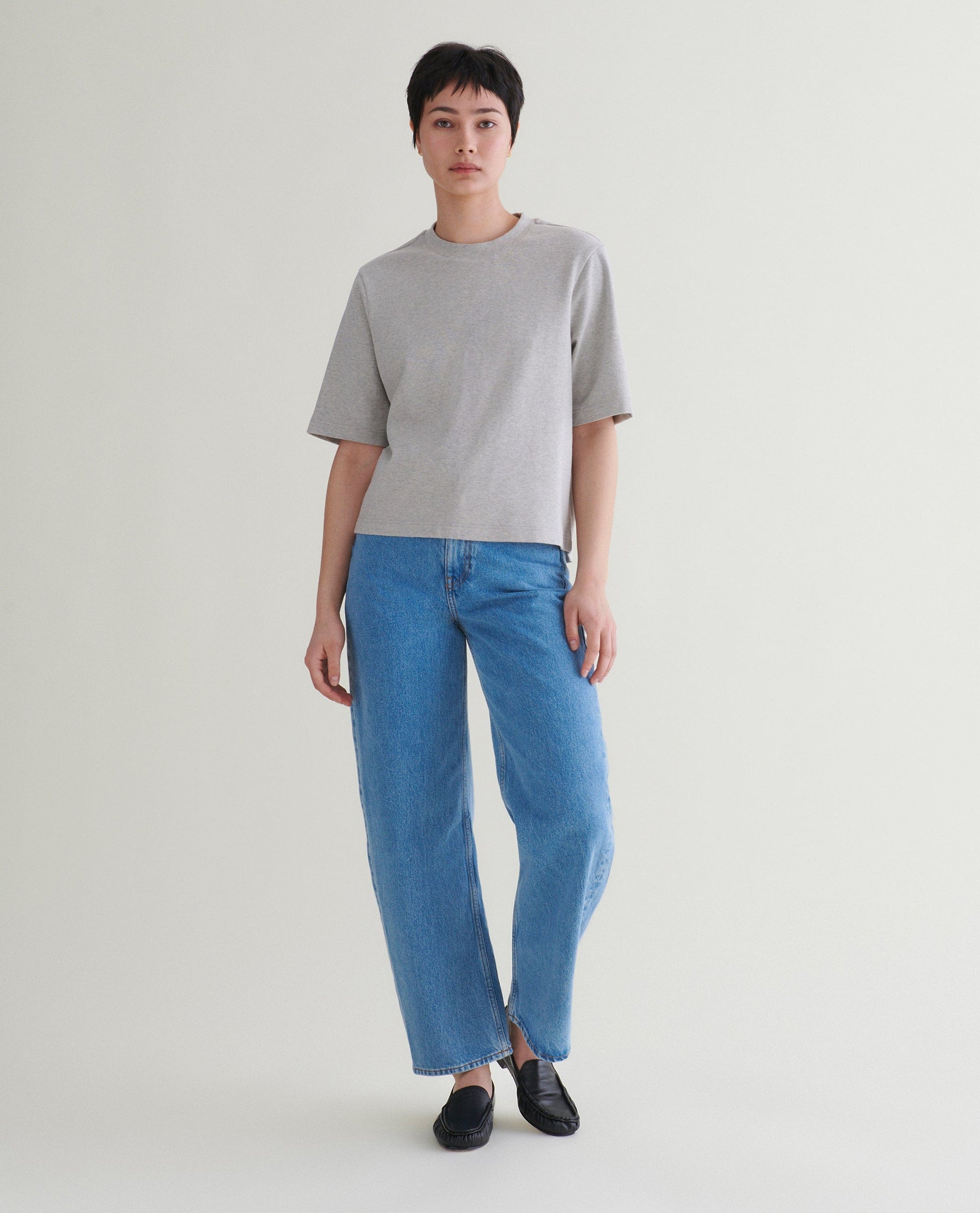 Women's Boxy Cotton T-shirt - Grey