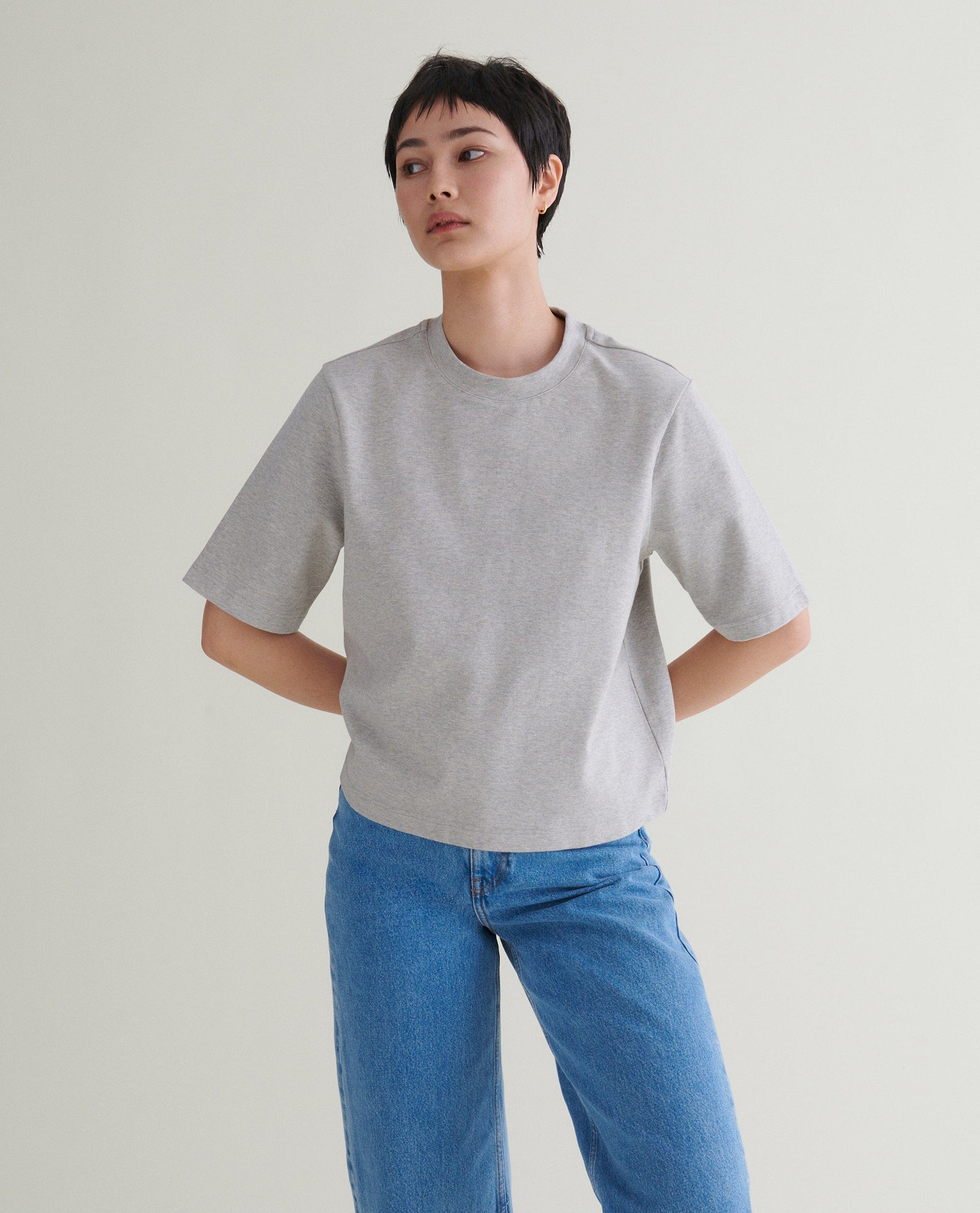 Women's Boxy Cotton T-shirt - Grey