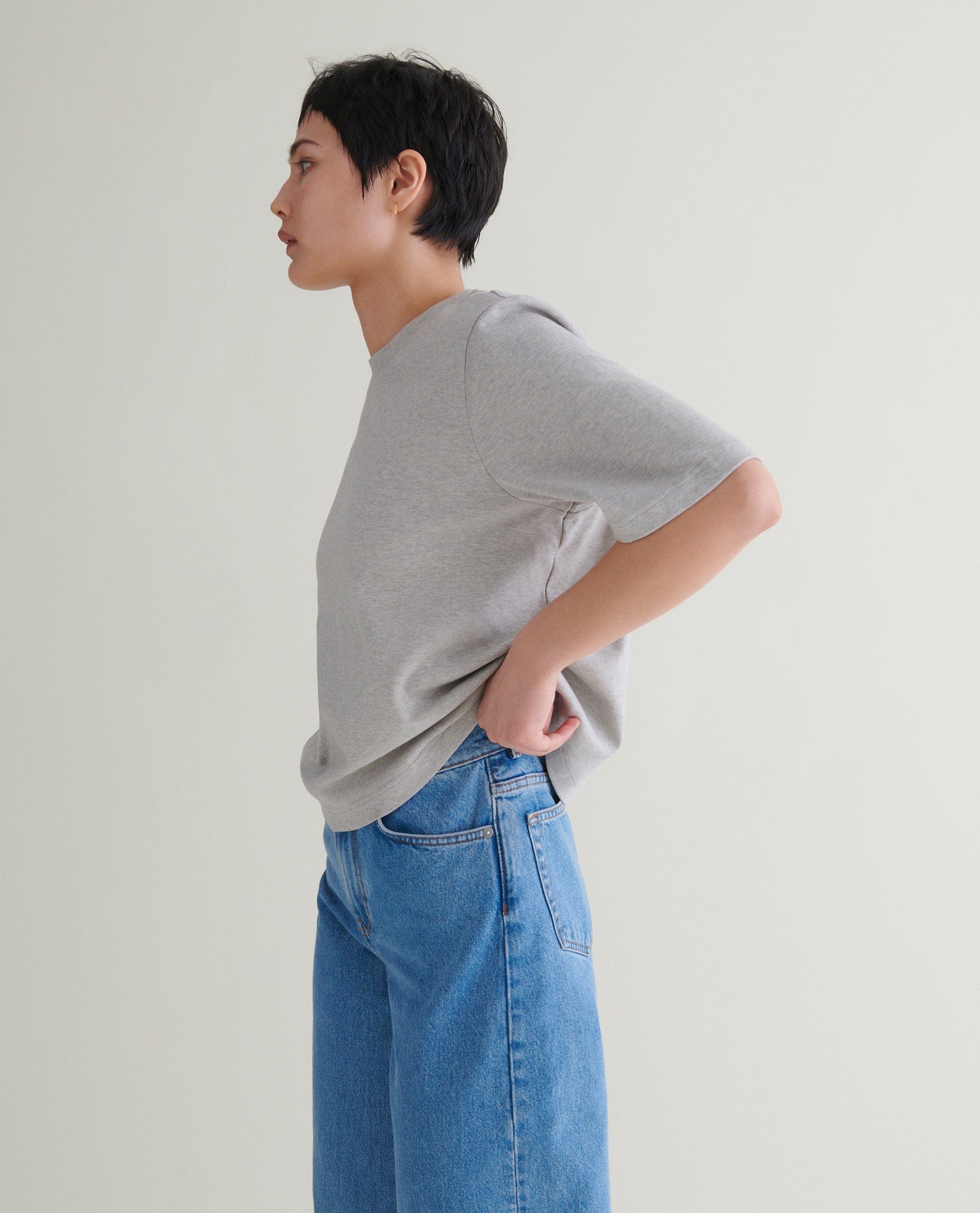 Women's Boxy Cotton T-shirt - Grey