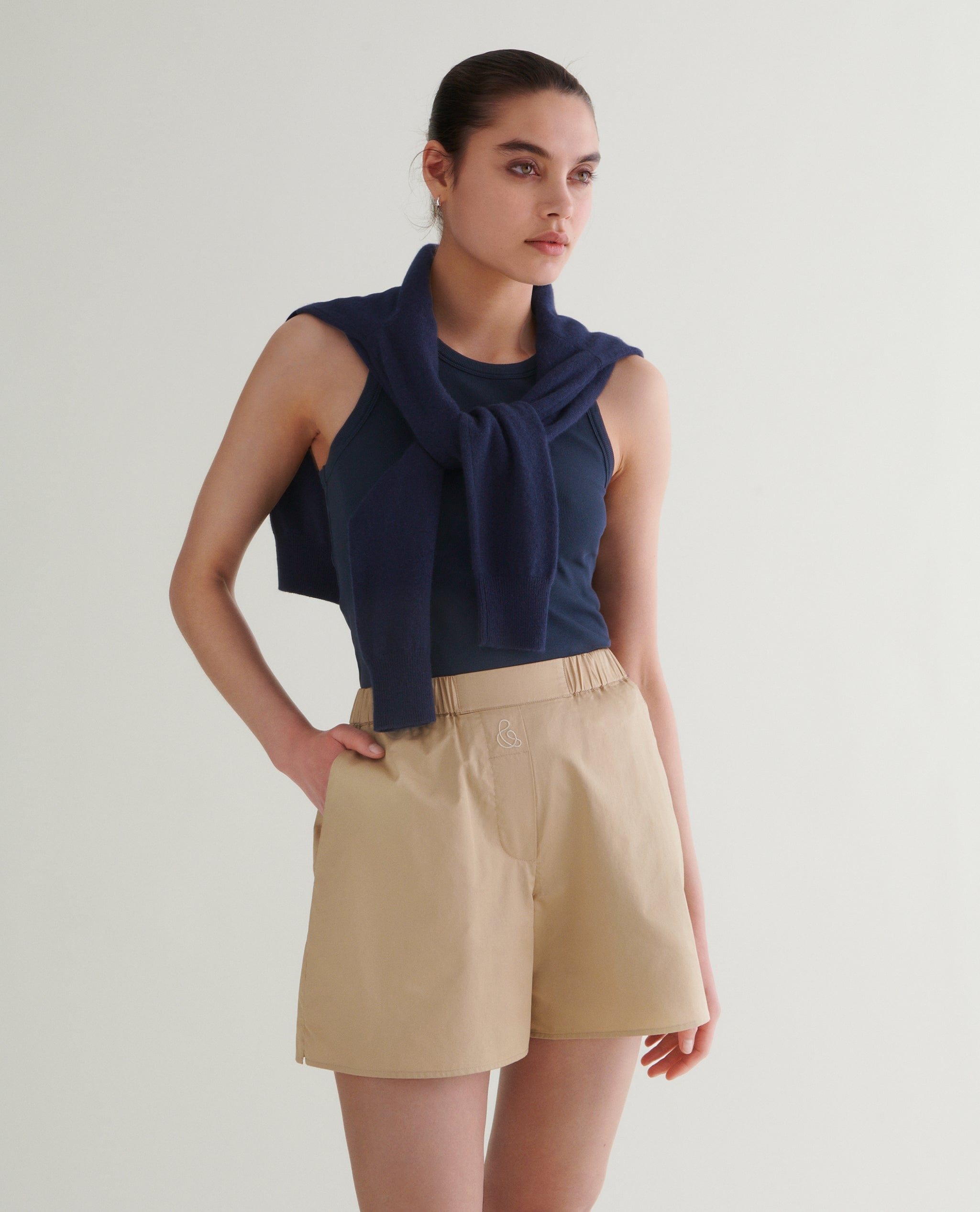 Women s Organic Cotton Poplin Shorts Rise Fall