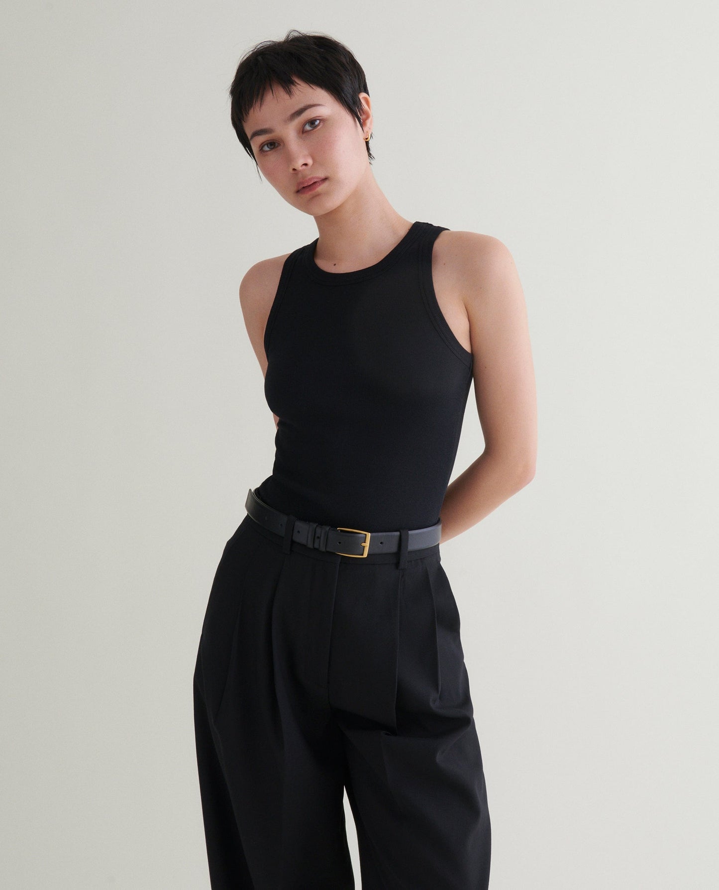 Women's Cotton Racer Vest - Black