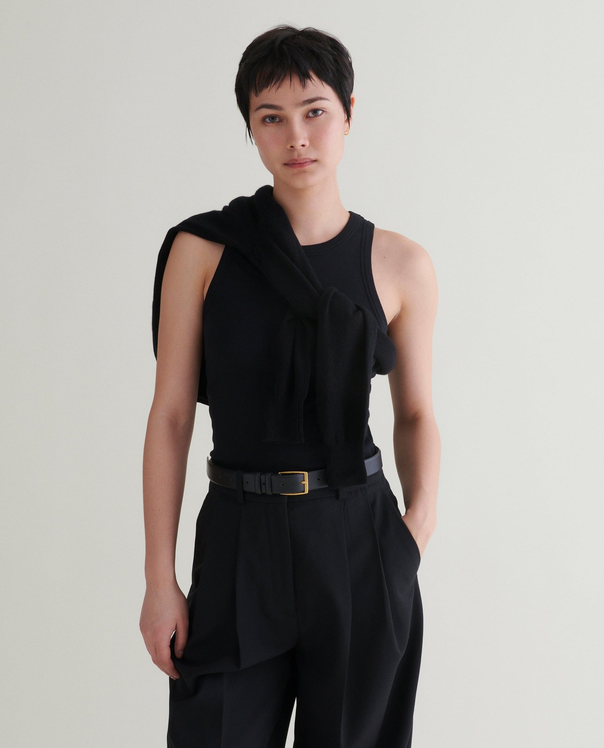 Women's Cotton Racer Vest - Black