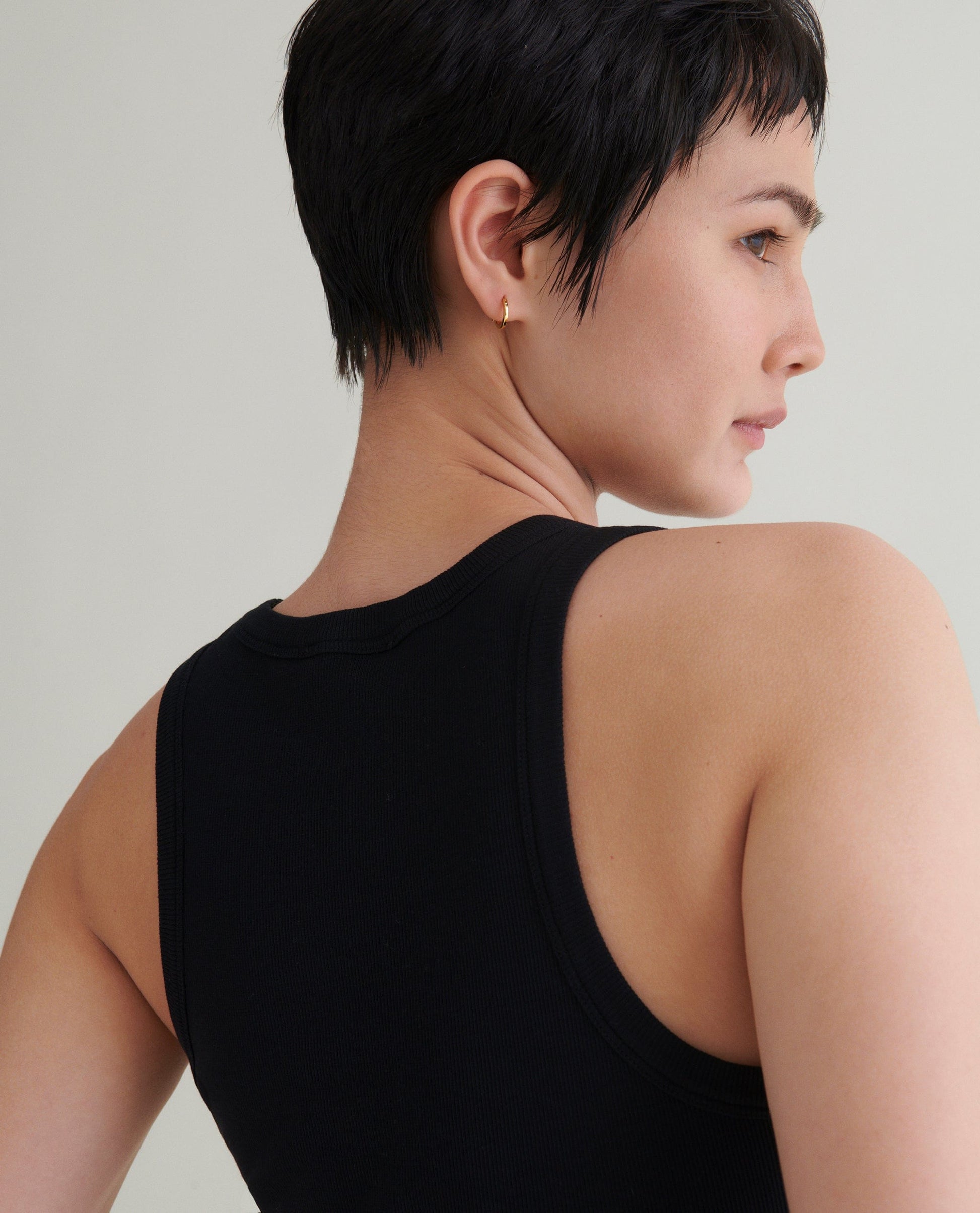 Women's Cotton Racer Vest - Black