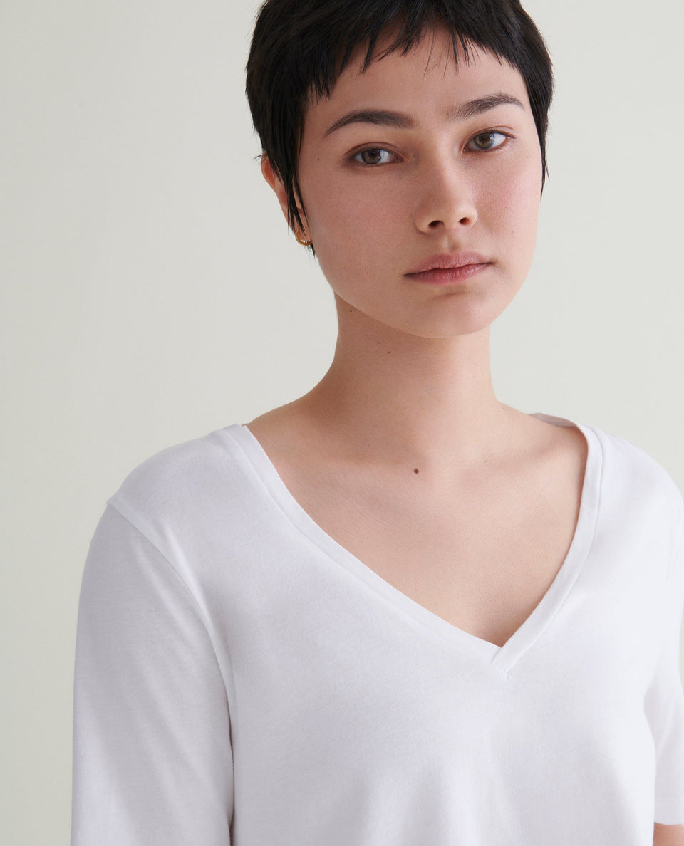 Women's V Neck Seacell T-shirt - White