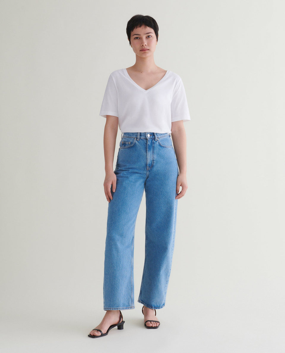 Women's V Neck Seacell T-shirt - White