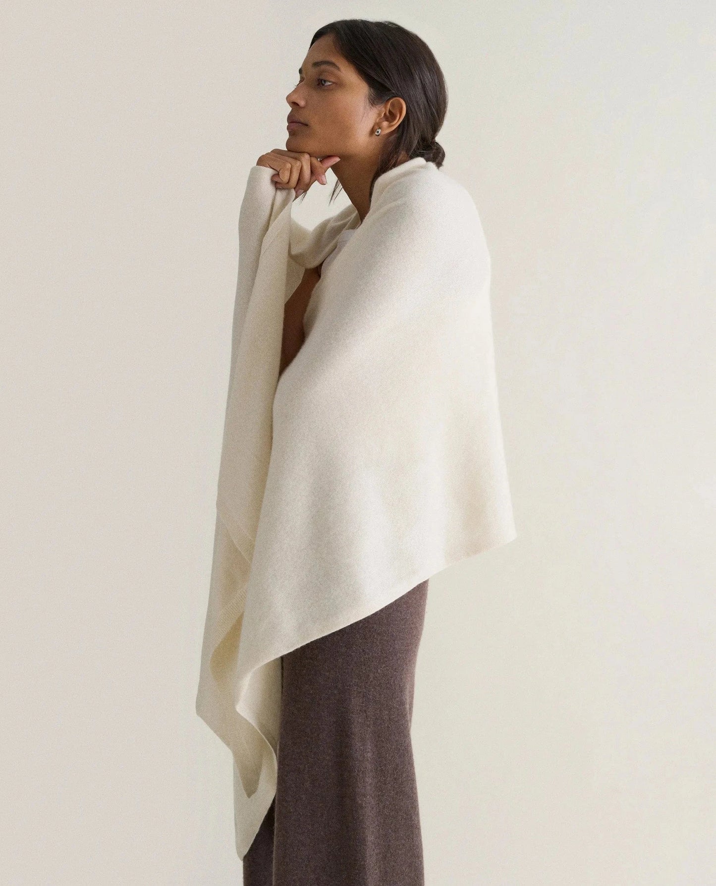 Oversized Finest Cashmere Wrap - Buttermilk