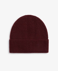 Image 1 of 1 showing Rise & Fall's Women's Cashmere Merino Ribbed Knit Beanie in oxblood.