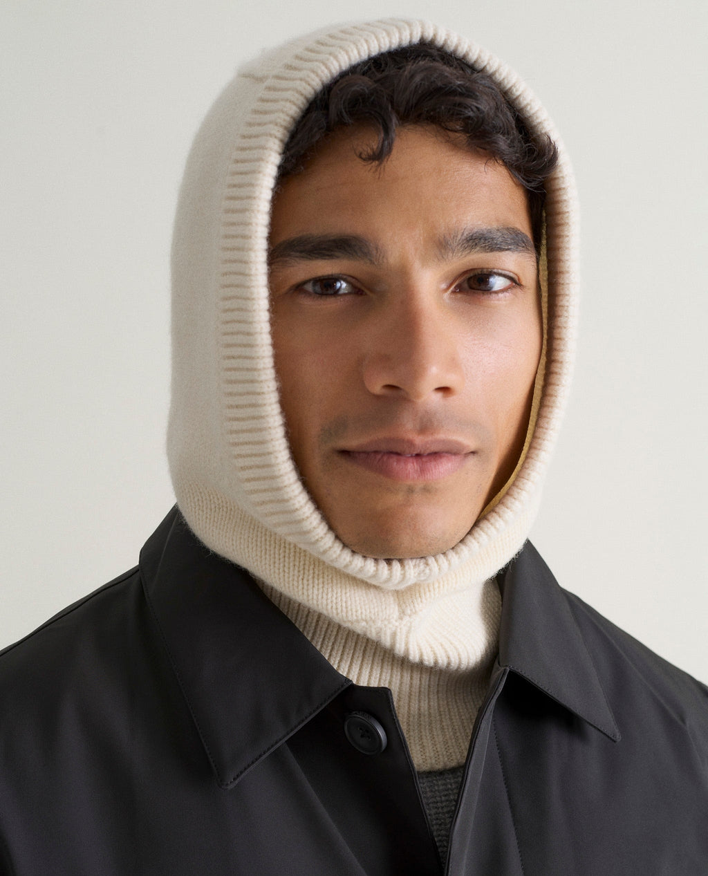 ' s Cashmere Merino Knitted Hood Buttermilk