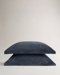 Image 1 of 3 showing Rise & Fall's Crisp & Cool Organic Cotton Oxford Pillowcase Set, colour: mood indigo.