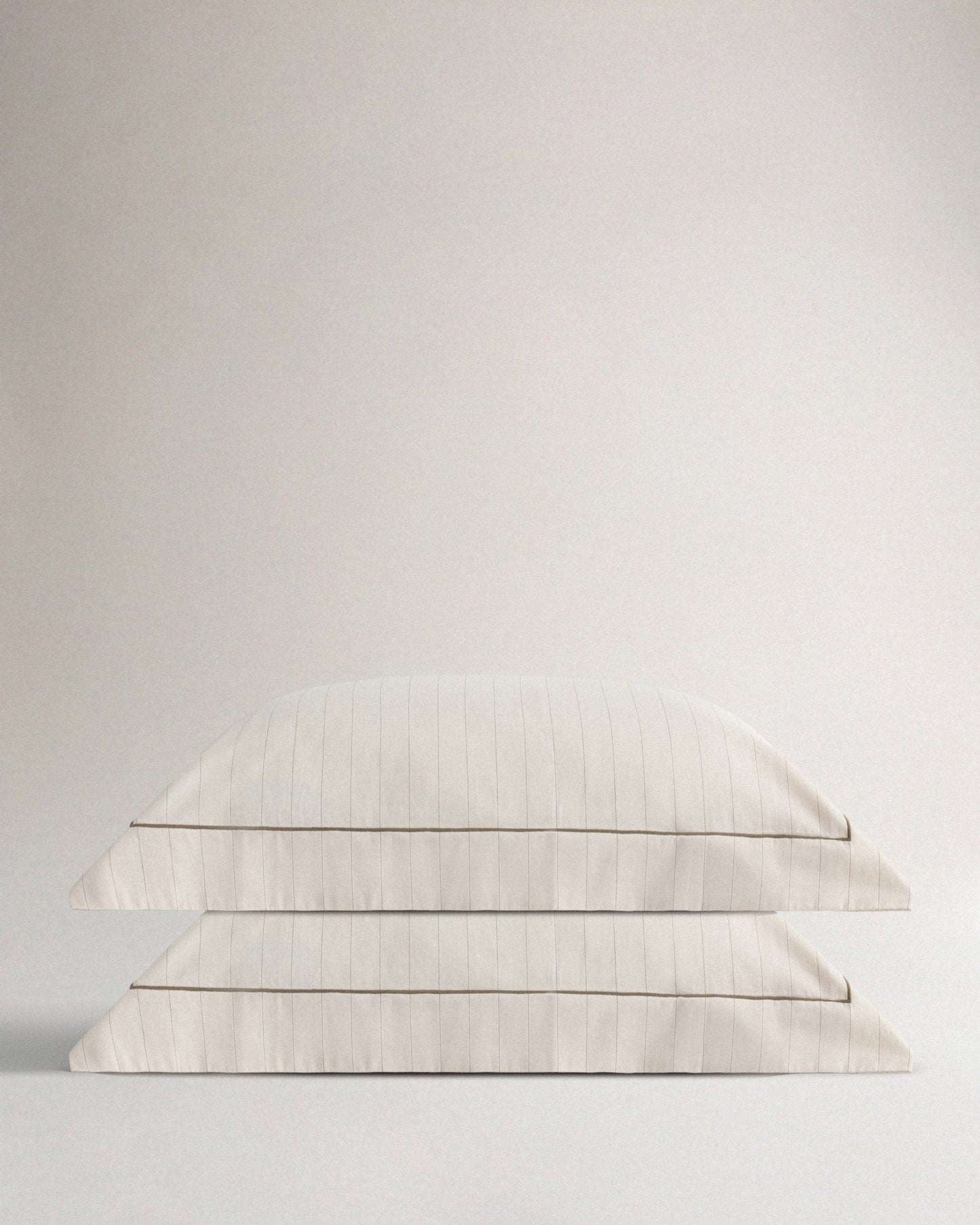 Image 1 of 3 showing Rise & Fall's Soft & Smooth Cotton Sateen Oxford Pillowcase Set, colour: buttermilk stripe.