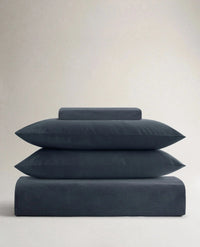 image 1 of 3 showing Rise & Fall's Crisp & Cool duvet set, fabric: percale cotton, colour: mood indigo