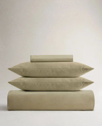 image 1 of 3 showing bed with Rise & Fall's Crisp & Cool duvet set, colour: sage, fabric: percale cotton