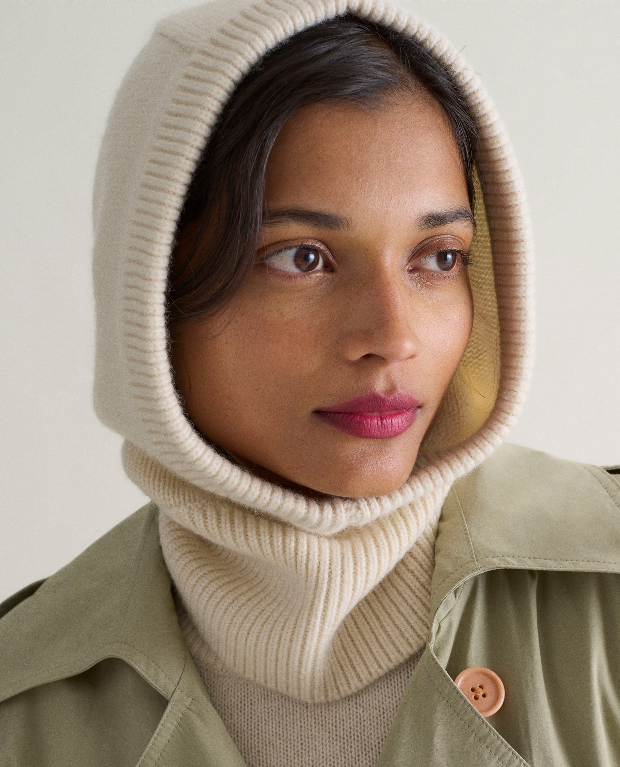Buttermilk Cashmere Merino Knitted Hood | Rise & Fall
