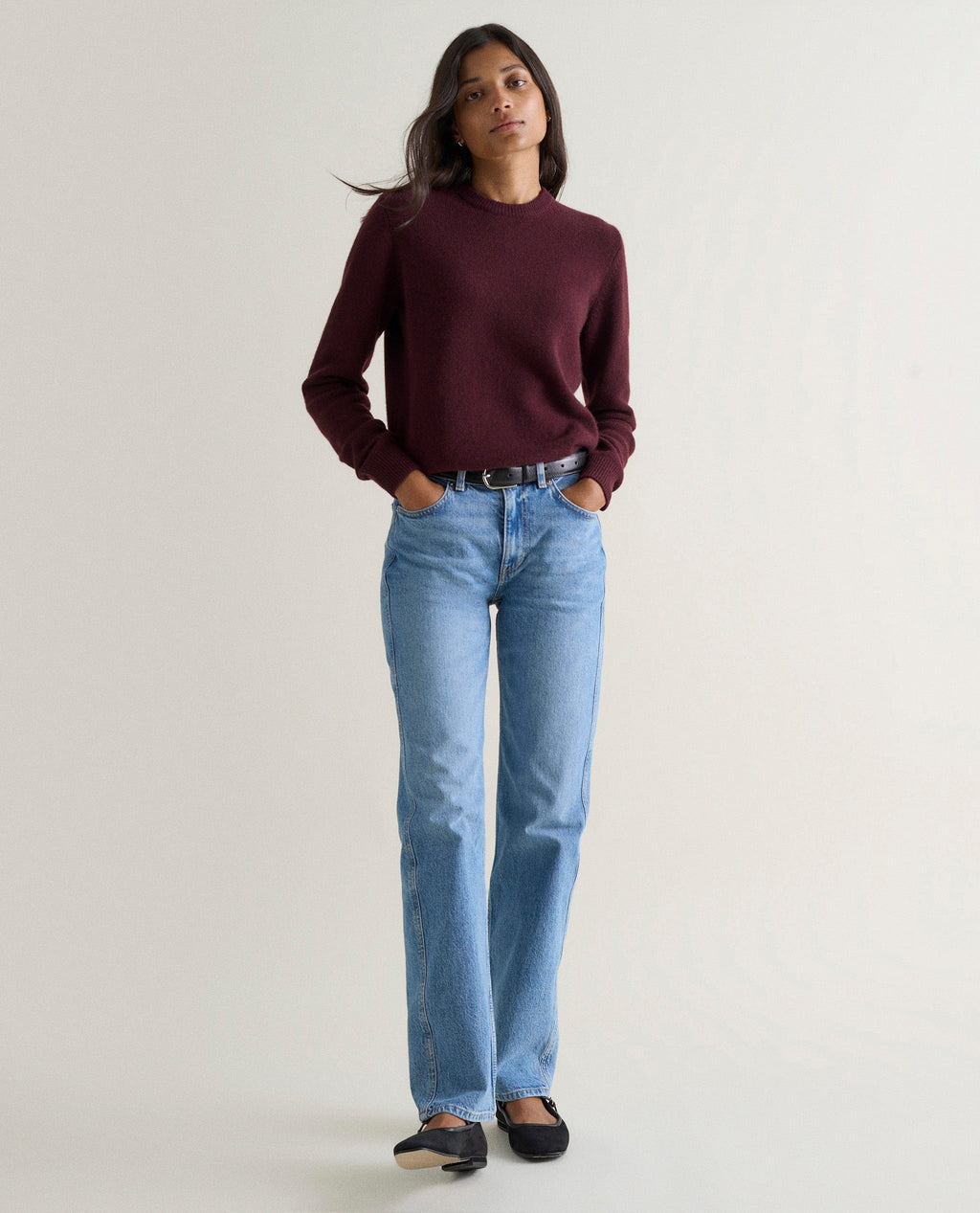 ' s Finest Cashmere Mid Weight Crew Neck Jumper Oxblood