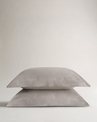 Image 1 of 4 showing Rise & Fall's Crisp & Cool Organic Cotton Oxford Pillowcase Set, colour: pebble.
