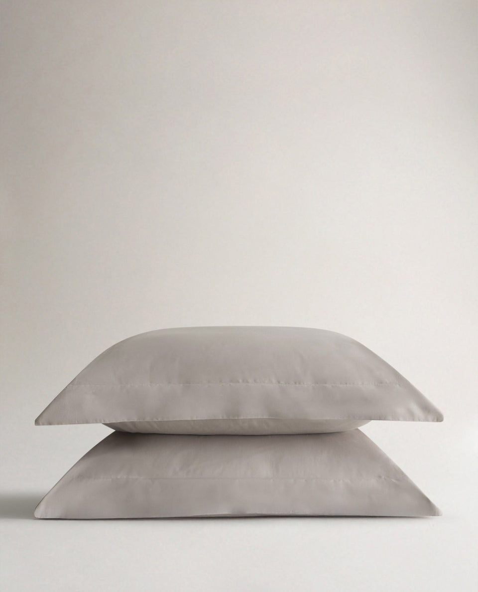 Image 1 of 4 showing Rise & Fall's Crisp & Cool Organic Cotton Oxford Pillowcase Set, colour: pebble.