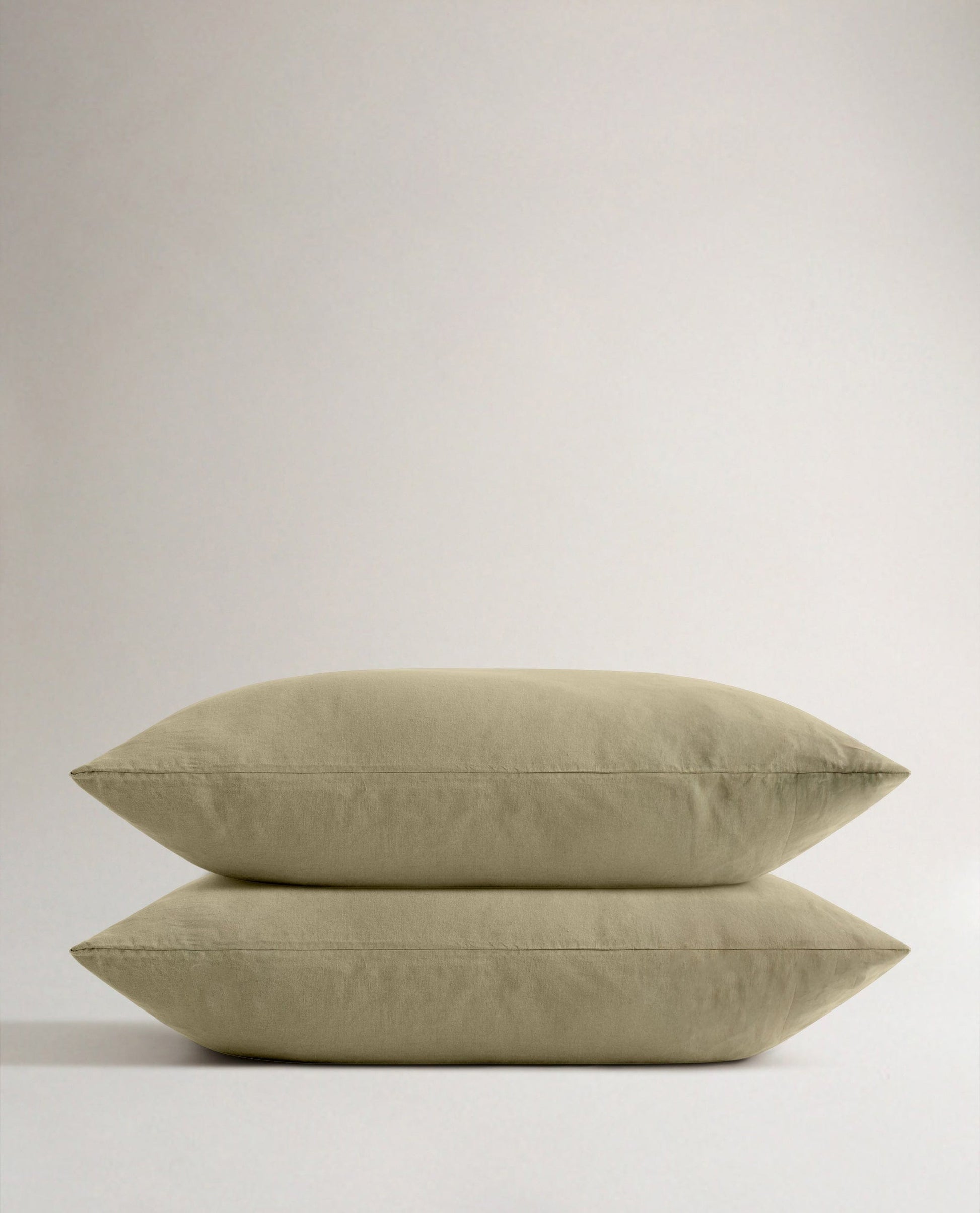 Image 1 of 4 showing Rise & Fall's Crisp & Cool Organic Cotton Percale Pillowcase Set, colour: sage.