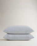 Image 1 of 4 showing Rise & Fall's Crisp & Cool Organic Cotton Pillowcase Set, colour: blue stripes.