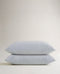 Image 1 of 4 showing Rise & Fall's Crisp & Cool Organic Cotton Pillowcase Set, colour: blue stripes.