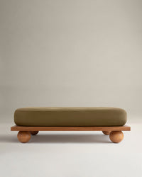 Image 1 of 4 showing Rise & Fall's Relaxed & Refined European flax™ linen fitted sheet in olive.