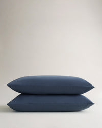 Image 1 of 4 showing Rise & Fall's Soft & Smooth Cotton Sateen Pillowcase Set in mood indigo.
