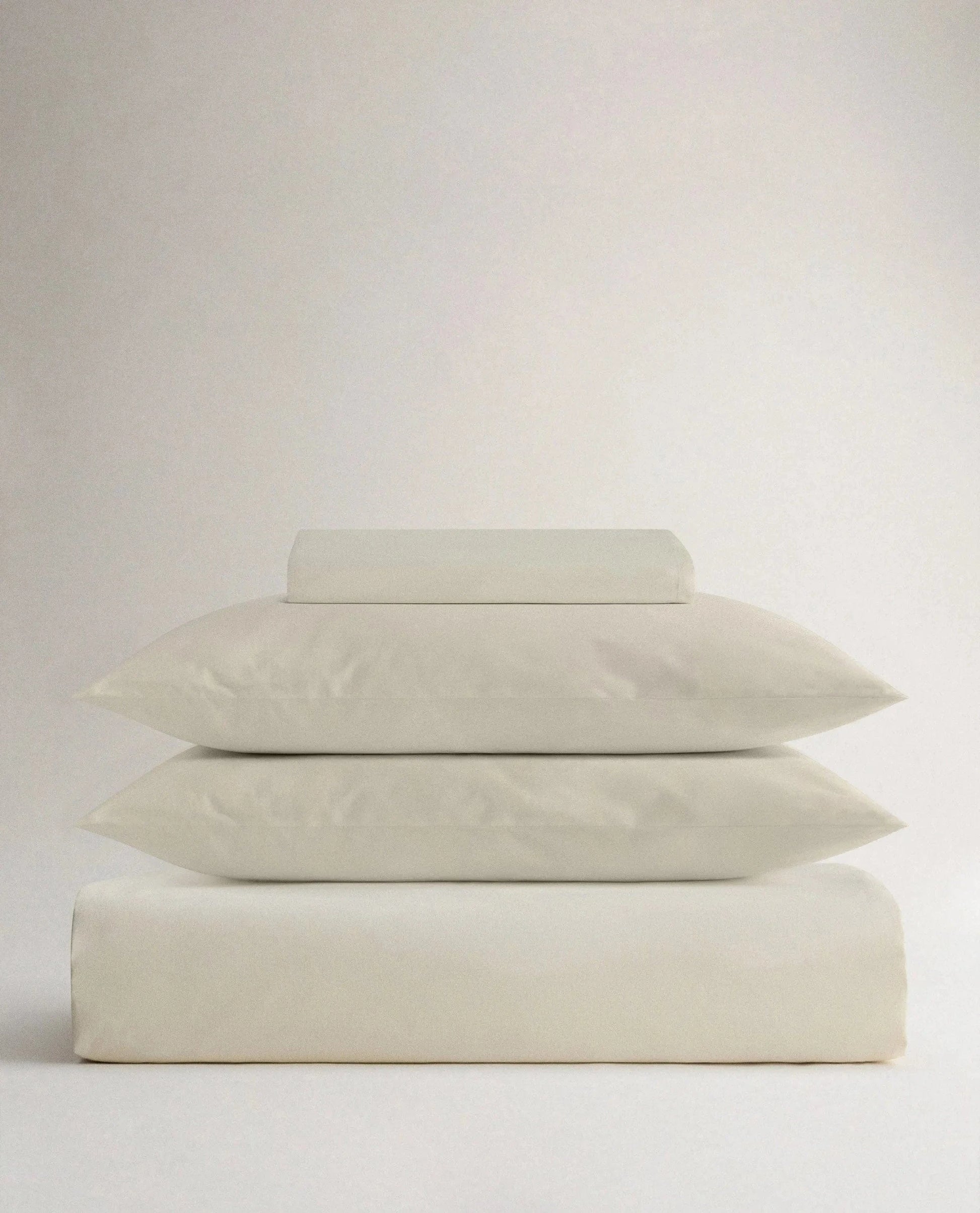 image 1 of 4 showing Rise & Fall's Crisp & Cool duvet set, colour: buttermilk fabric: percale cotton